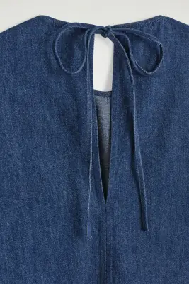 HAUT À BASQUE EN DENIM - BLEU FONCÉ — photo 1