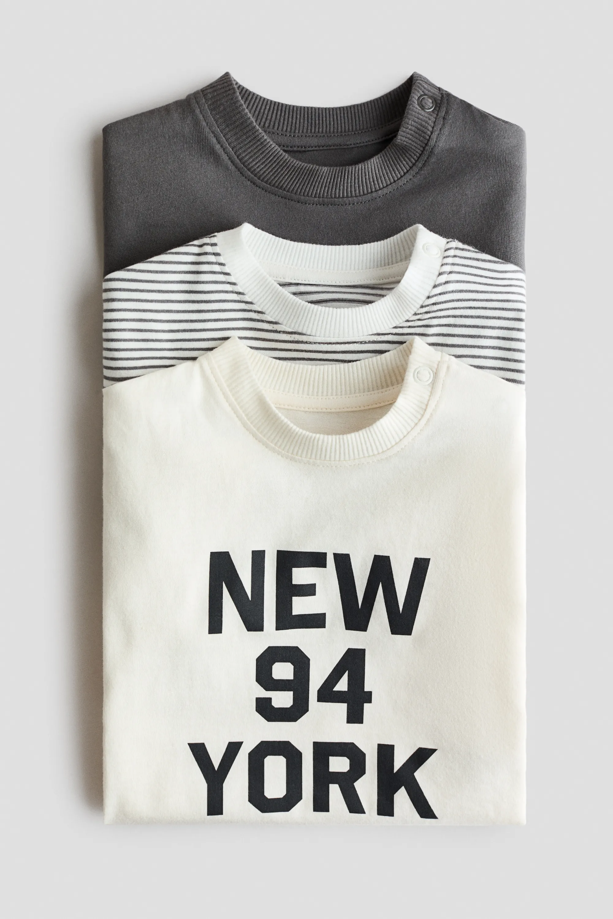 Lot de 3 T-shirts en coton - Crème/New York