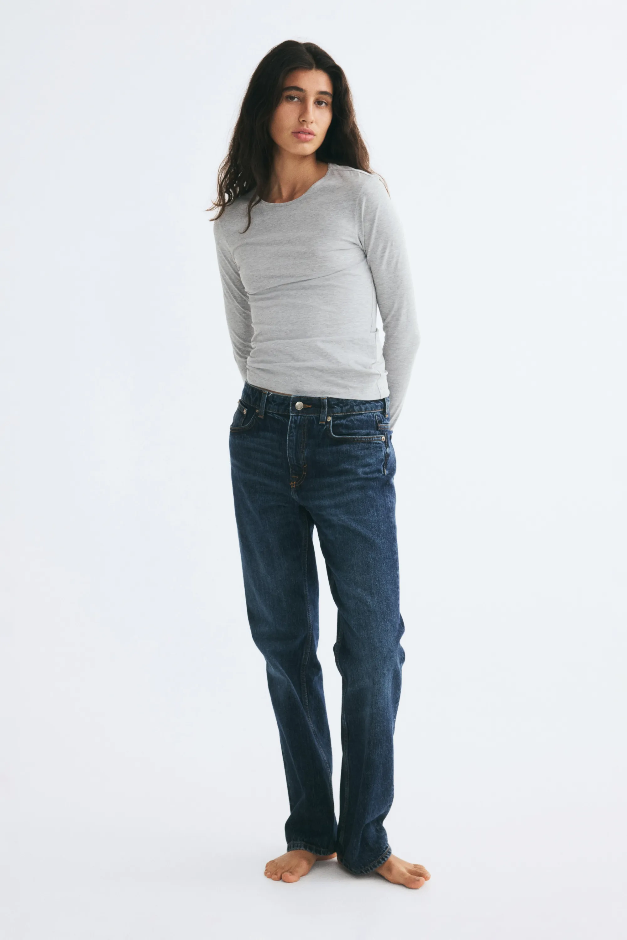 Top en coton Supima® - Gris clair chiné