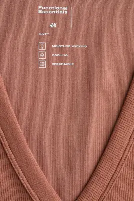 Débardeur côtelé Cooling Slim Fit - Brun rouille — photo 4