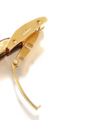 Bracelet chaîne en laiton doré et cuir rouge bordeaux NEUF Prix boutique 550€ — photo 5