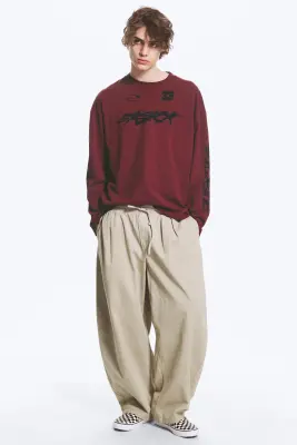 Pantalon à enfiler Barrel - Beige poudré — photo 2
