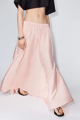 Jupe maxi en viscose mélangée - Rose pêche — photo 4