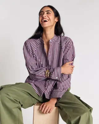 Chemise Josephine rayures prune — photo 3