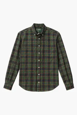 Chemise en flanelle tweed à carreaux - Vert — photo 1