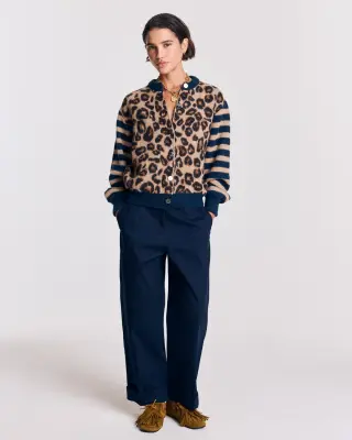 Cardigan Idole bleu et léopard — photo 3