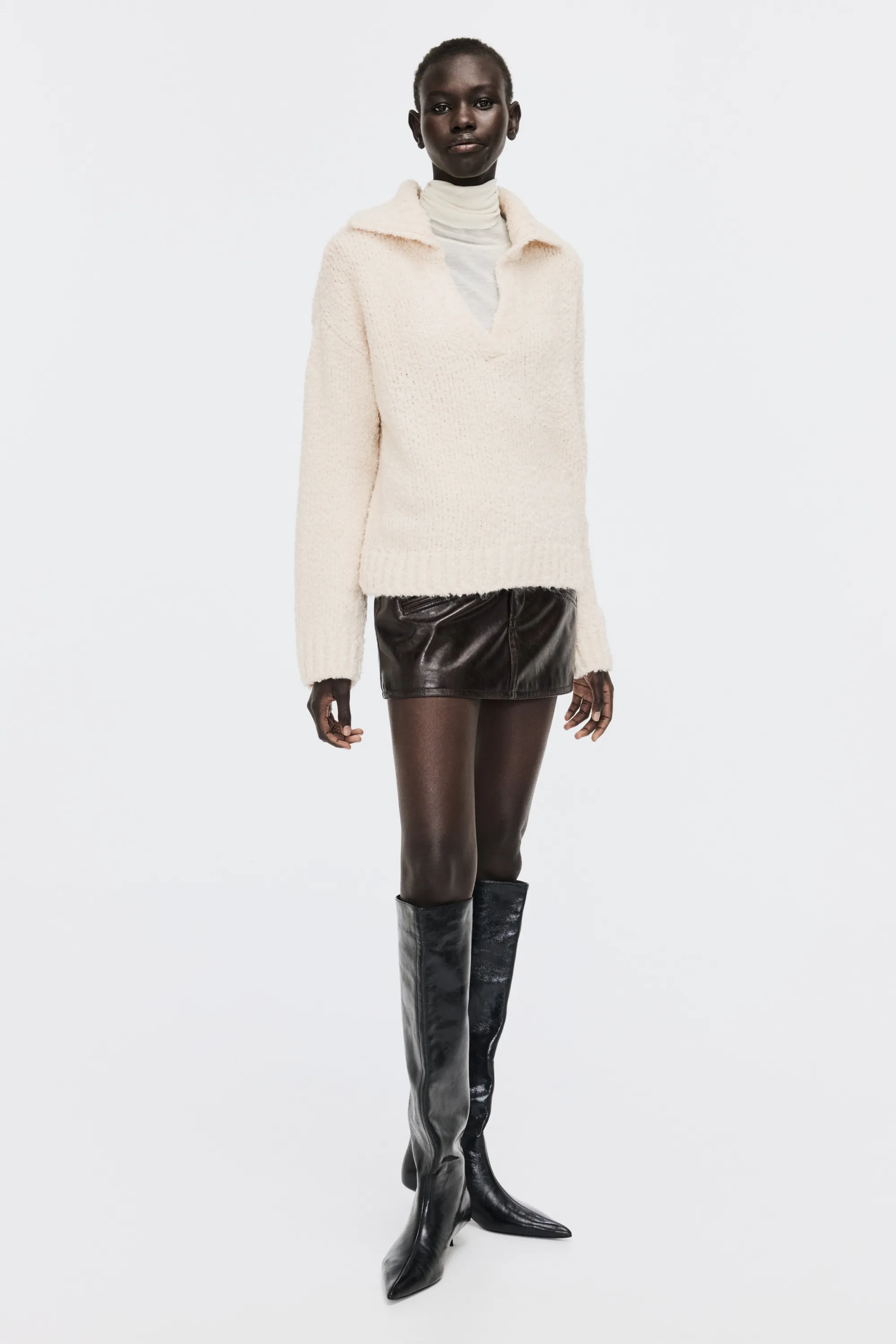 Pull oversize avec col - Beige clair