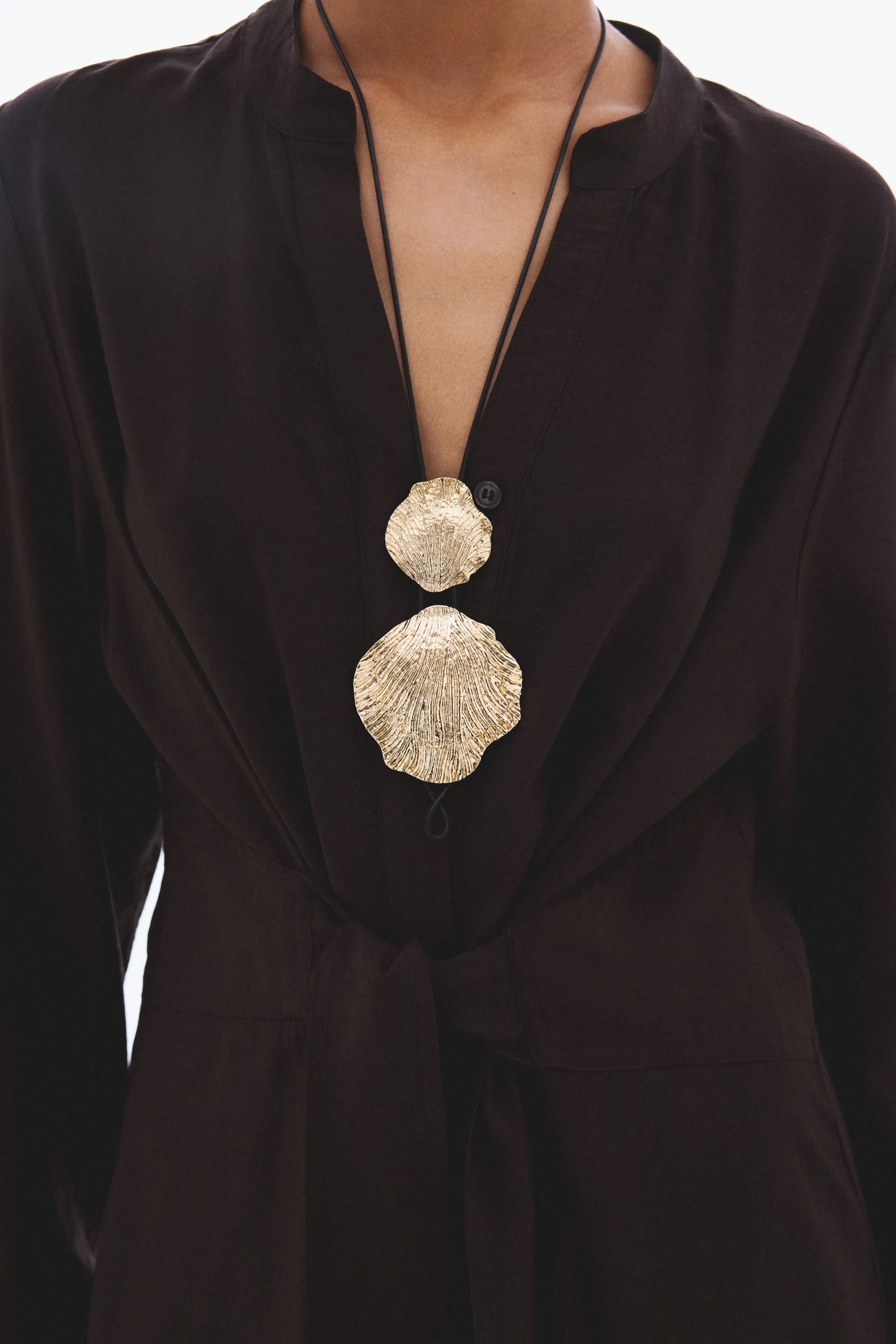 Robe avec ceinture à nouer - Marron foncé