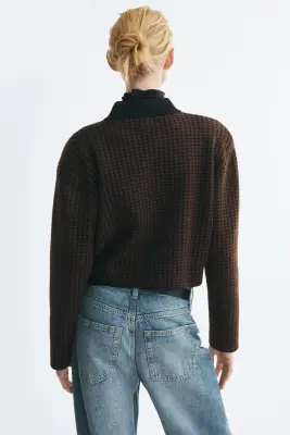 Gilet à épaulettes - Marron/motif pied-de-poule — photo 3