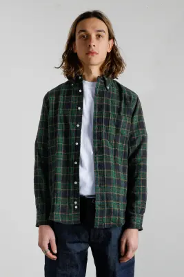 Chemise en flanelle tweed à carreaux - Vert — photo 3