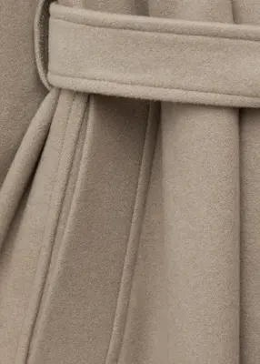 Manteau ceinturé en laine et lyocell - Taupe — photo 2