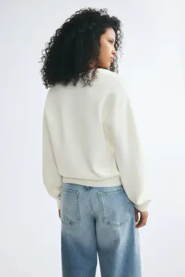 Pull à encolure en V - Crème — photo 3