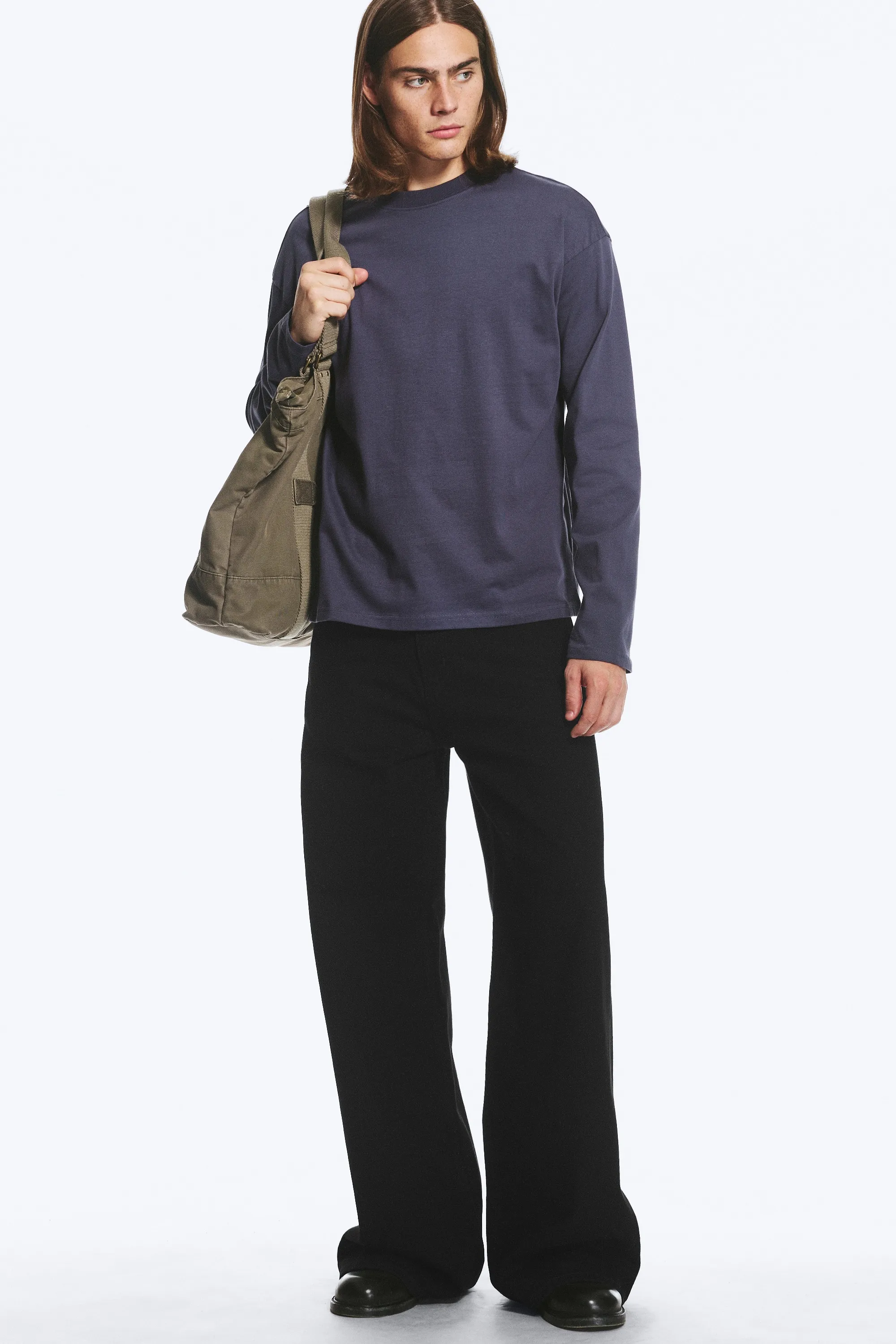 T-shirt ample à manches longues - Violet foncé