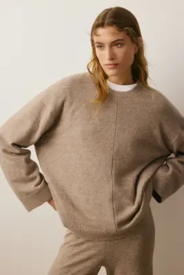 Pull en maille fine - Beige — photo 2