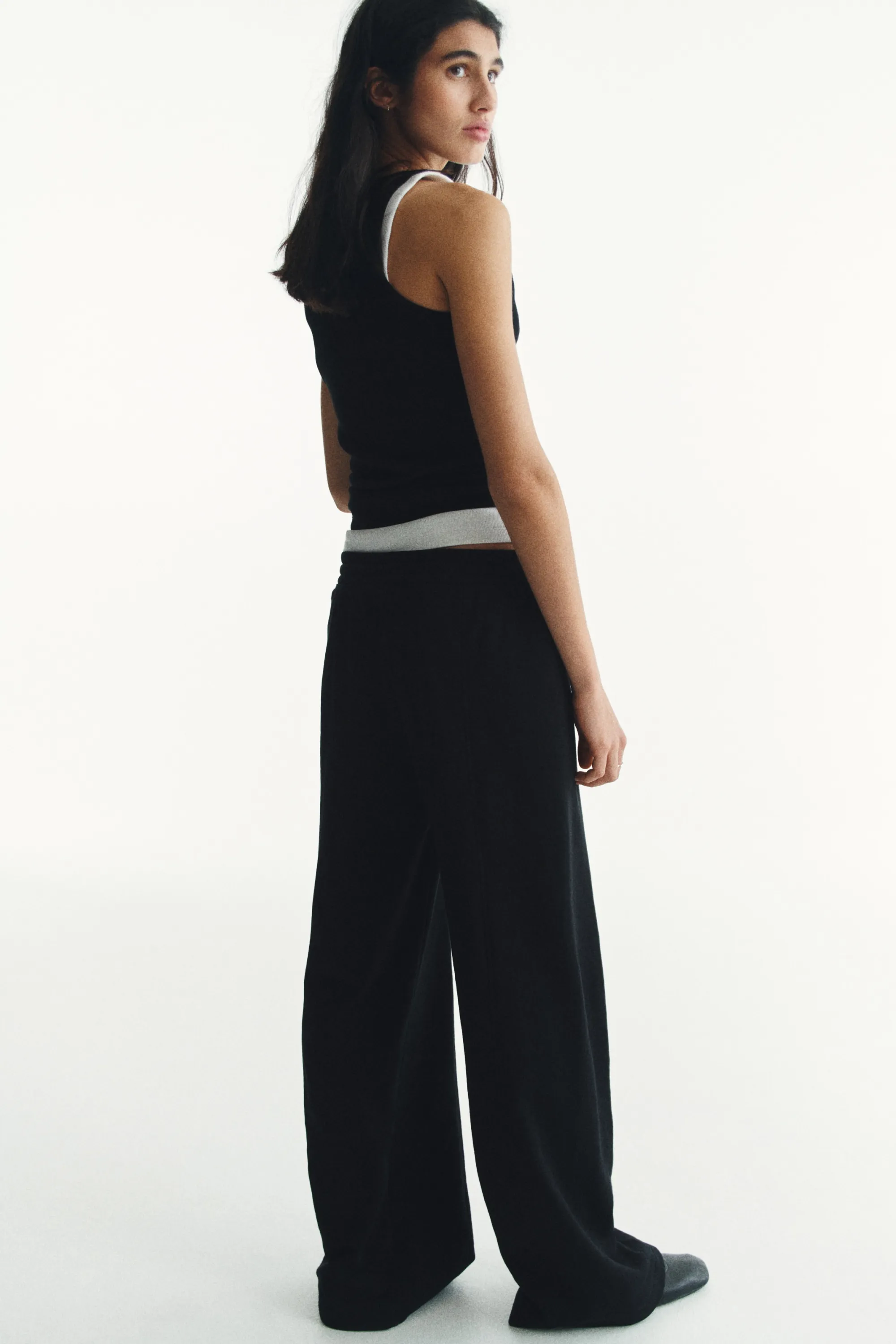 Pantalon jogger à jambes larges - Noir