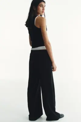 Pantalon jogger à jambes larges - Noir — photo 1