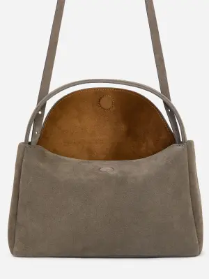Sac à bandoulière en cuir suédé - Taupe foncé — photo 2