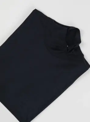 Funnel Neck Undershirt in Navy Blue Eucalyptus & Cotton — photo 2