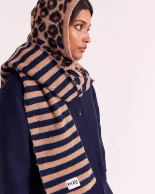 Cagoule Gigi rayure bleu et léopard — photo 2