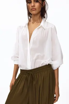 Pantalon à cordon avec jambes ballon - Vert kaki foncé — photo 2
