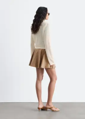 Cardigan en maille ajourée de coton - Écru — photo 5