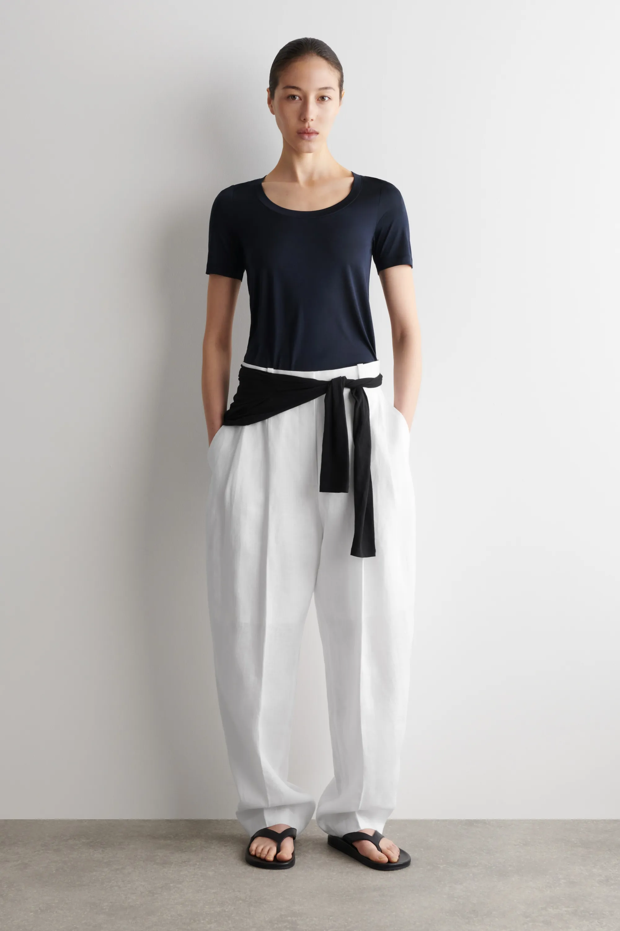 T-SHIRT SLIM EN SOIE - BLEU MARINE