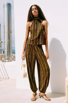 Pantalon ballon froissé - Vert kaki foncé/batik — photo 1