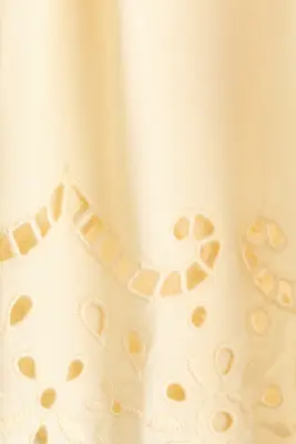Short en coton avec broderie anglaise - Jaune clair — photo 3