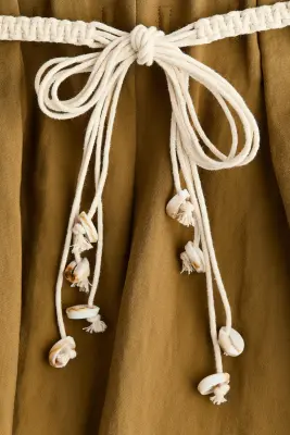 Short paper bag avec ceinture à nouer - Beige foncé — photo 3