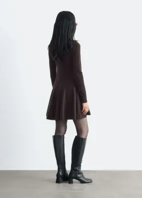 Robe-chemise en maille - Marron foncé — photo 4
