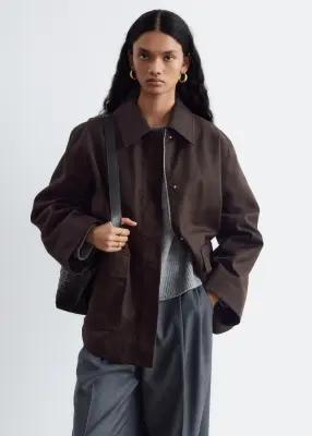 Veste utilitaire oversize à cordon de serrage - Marron foncé — photo 3