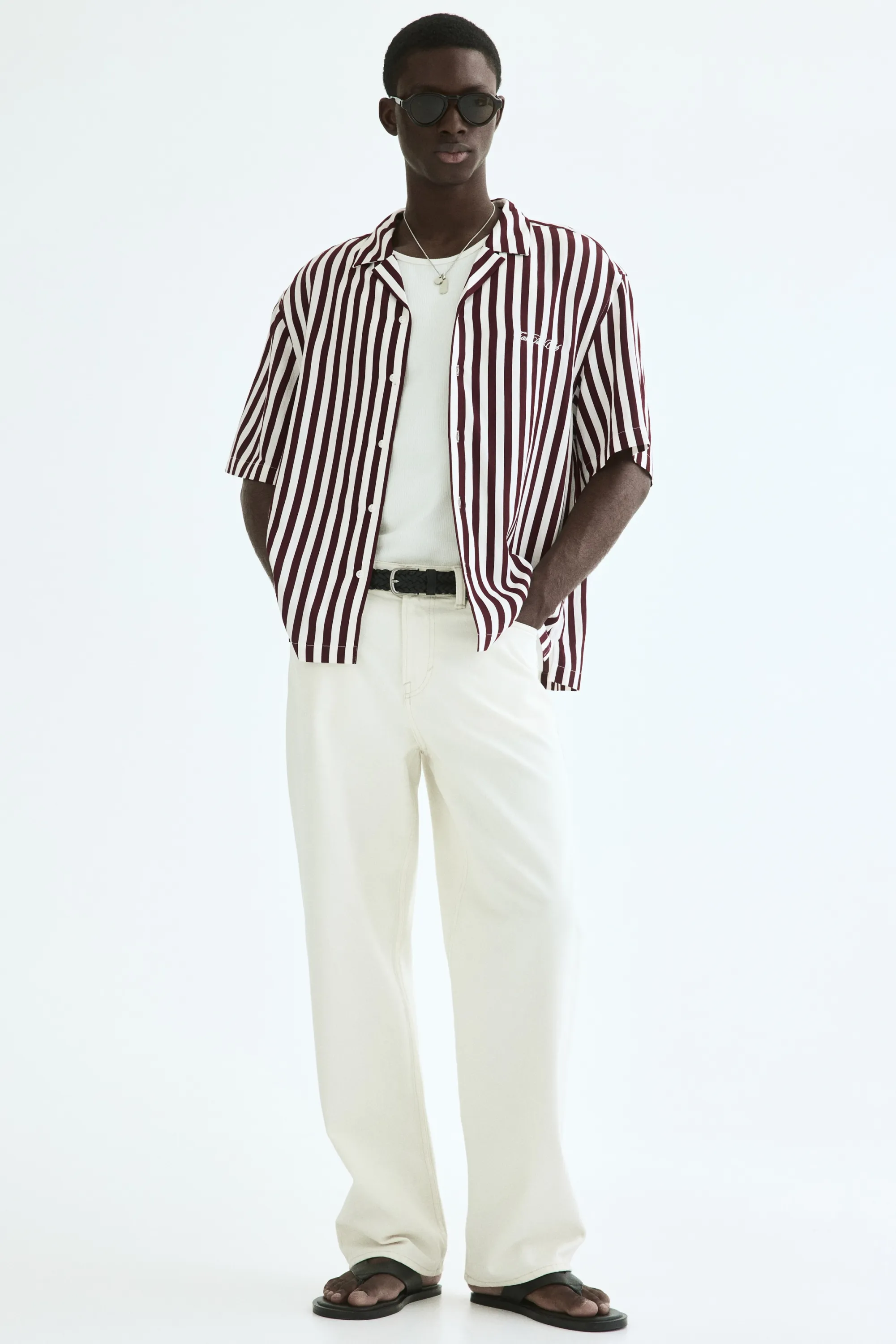 Chemise Relaxed Fit avec col cubain - Bordeaux/East Isles Club