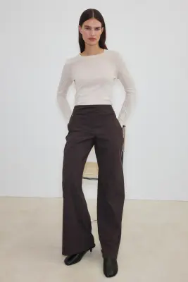 Pantalon large Four-way Stretch - Marron foncé — photo 2
