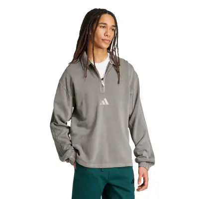 ADIDAS SWEAT ZIP GRANDE LONGUEUR Gris — photo 4