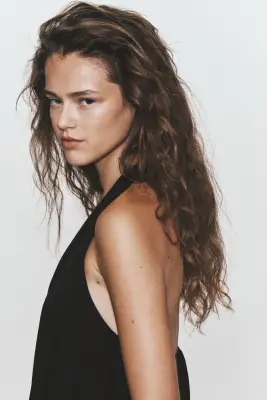 Robe dos nu à effet drapé - Noir — photo 3