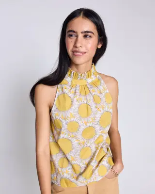 Top Leonora imprimé Liberty tournesols jaune — photo 1