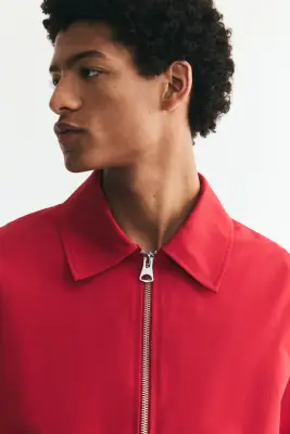 Veste en coton avec col - Rouge vif — photo 3