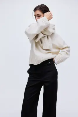 Pantalon bootcut en twill - Noir — photo 1