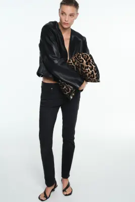 Skinny Regular Waist Jeans - Noir denim — photo 2