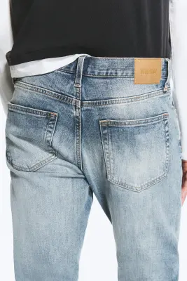 Jean droit ajusté taille mi-haute Orion - Blue Horses - Bleu moyen — photo 4