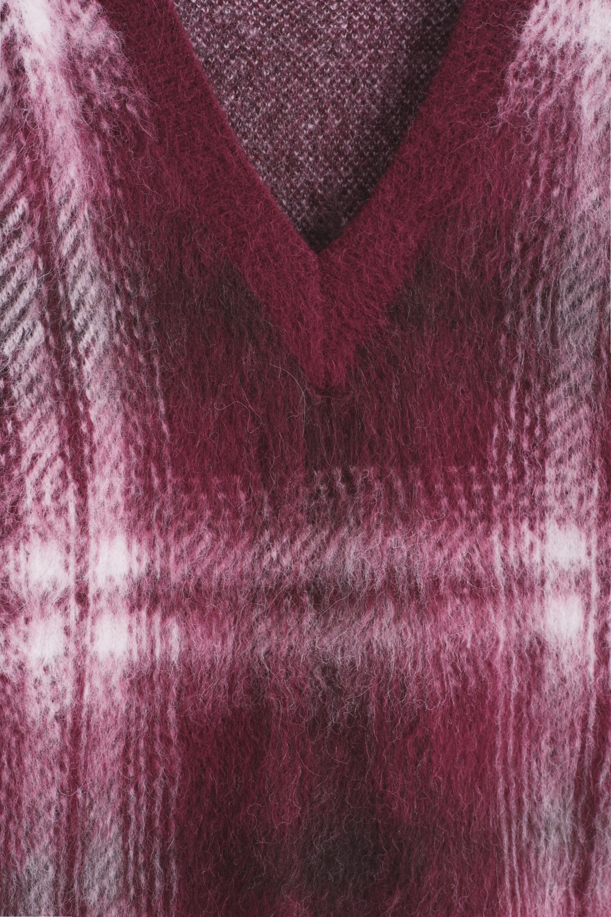 PULL À CARREAUX EN MÉLANGE D'ALPAGA - BORDEAUX / CARREAUX