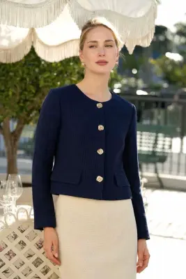 Leontine Tweed Jacket - Navy — photo 1