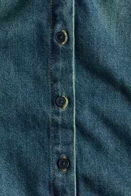 Blouse à col cravate en denim - Bleu denim — photo 3