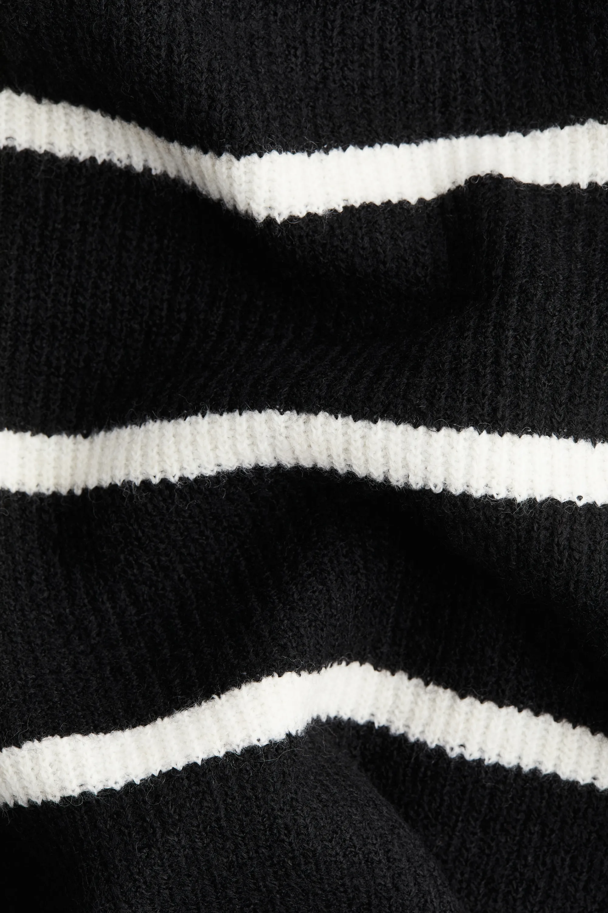 Pull épaules nues en maille côtelée - Noir/rayé