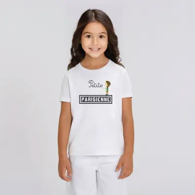 T-SHIRT ENFANT COTON BIO IMPRIMÉ - PETITE PARISIENNE - BLANC — photo 3