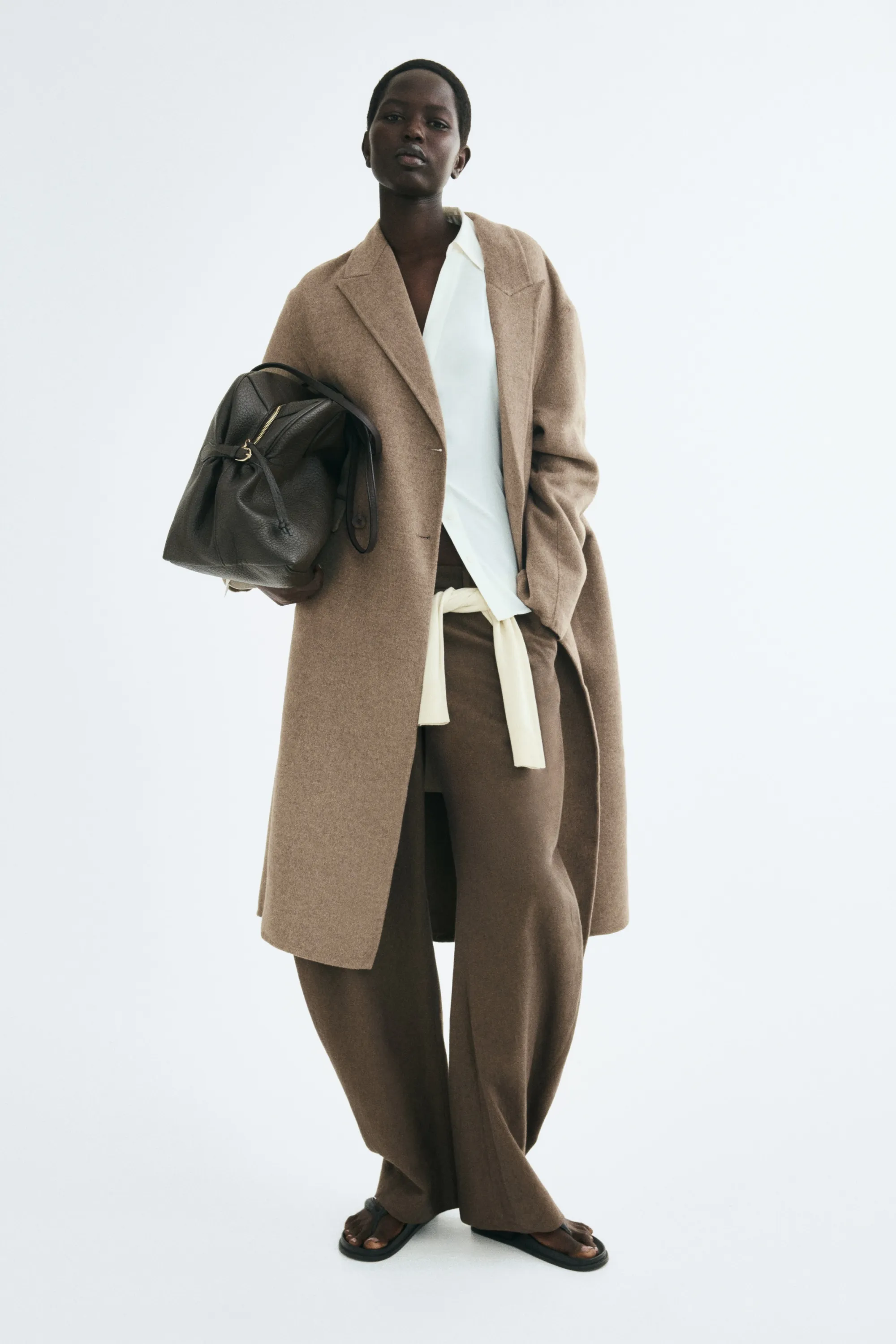 Manteau fait main à fermeture croisée - Beige