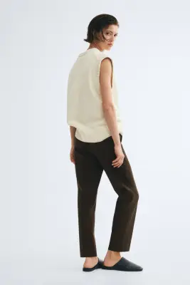 Pantalon cigarette - Vert kaki foncé — photo 3