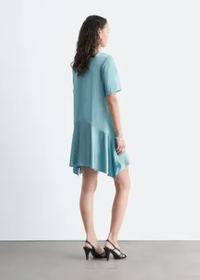 Robe courte à ourlet asymétrique - Bleu tourterelle — photo 5