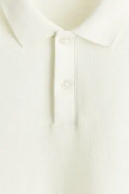 Polo Slim Fit en maille jacquard - Crème — photo 5