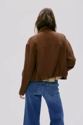 Veste à col entonnoir - Marron — photo 4